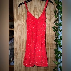 Red flower summer dress